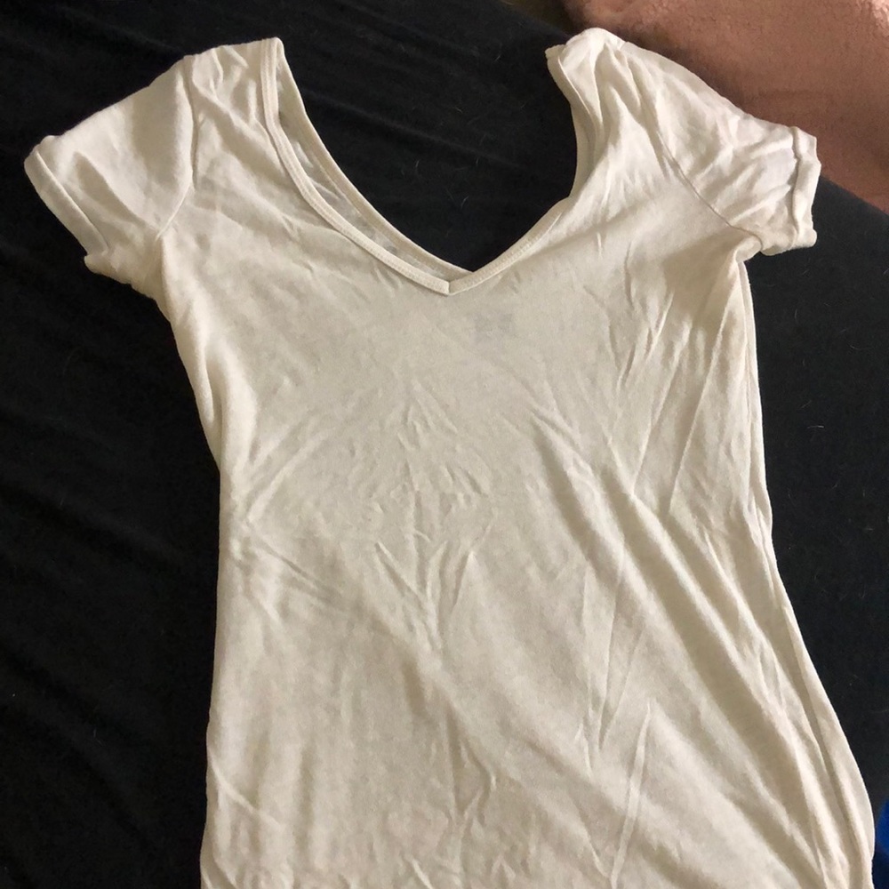 White V-neck tee shirt